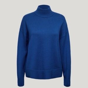 Oak +Fort Blue Turtleneck Sweater